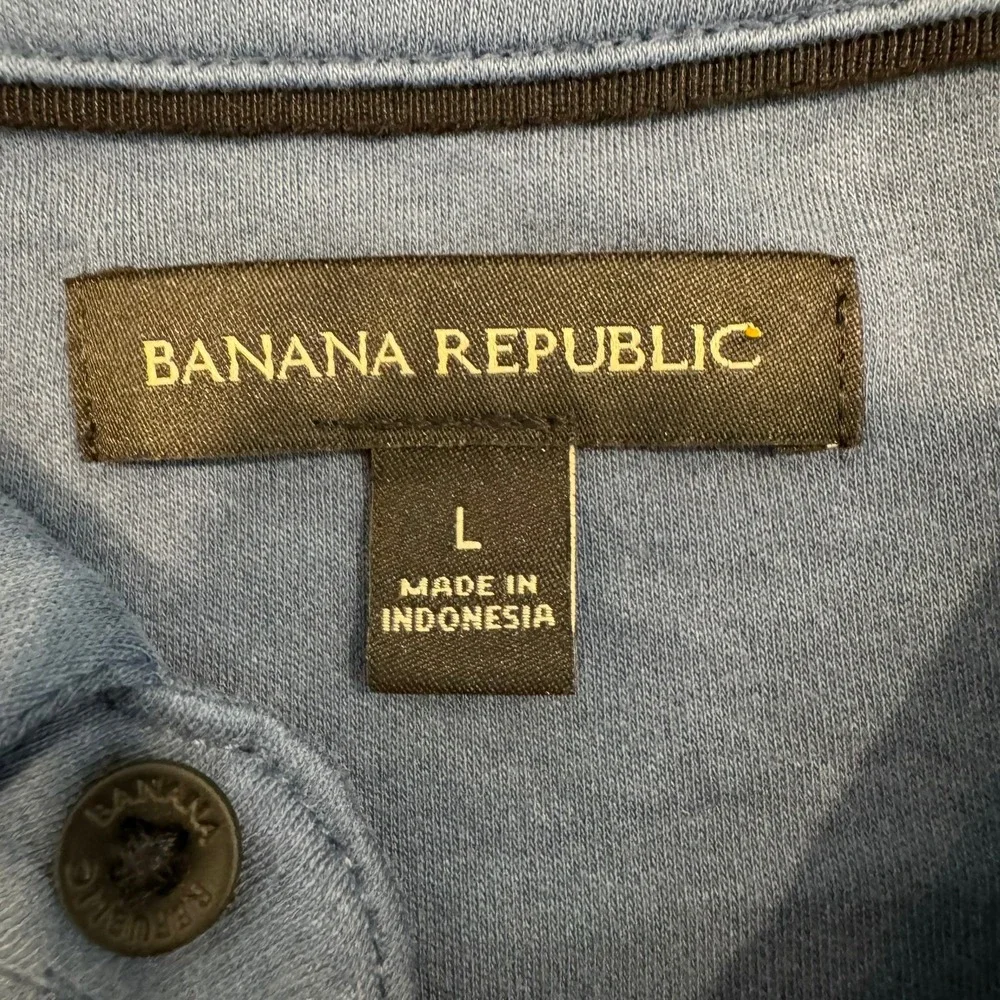 Banana Republic Mens Long Sleeve Polo Shirt Blue Cotton Large NWT 1719879